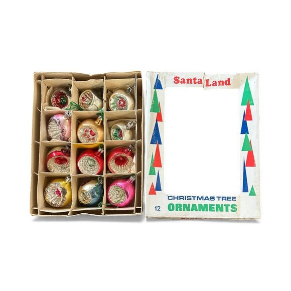 Vintage Santa Land Festive Glass Indent Reflector Ornaments – Set of 12, Boxed - Picture 2 of 5